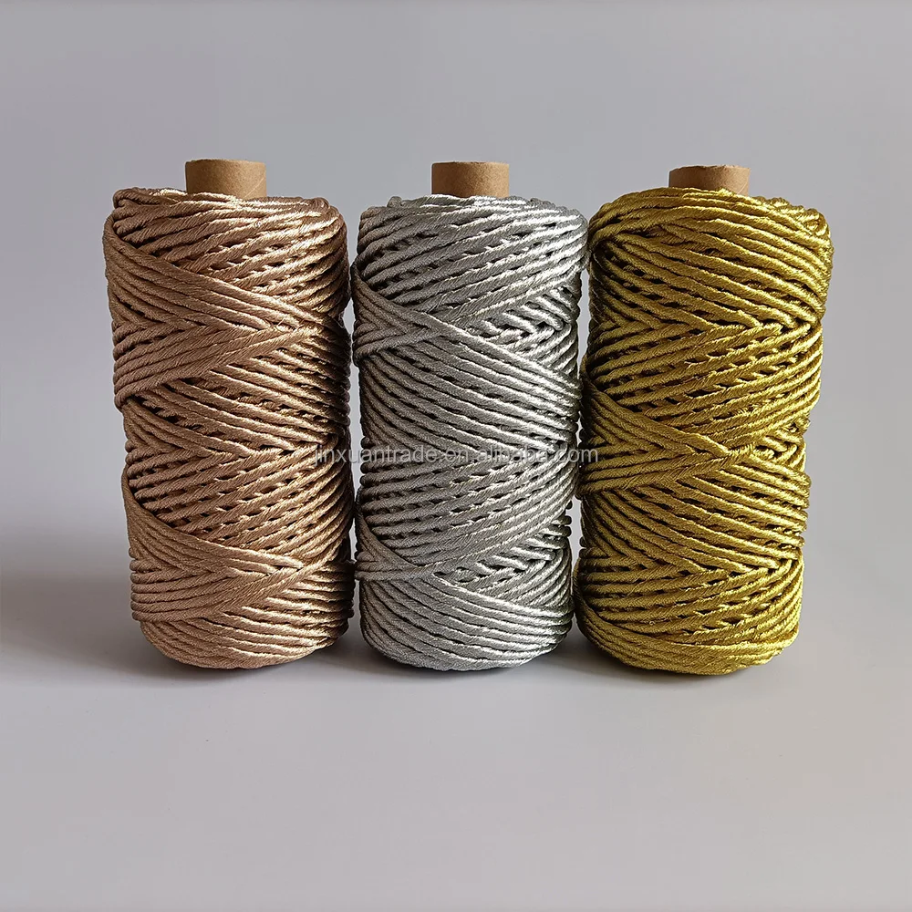 Vintage 3mm Gold Metallic Silver Macrame Thread Brown Macrame Yarn Wind  Red Metallic Macrame Rope