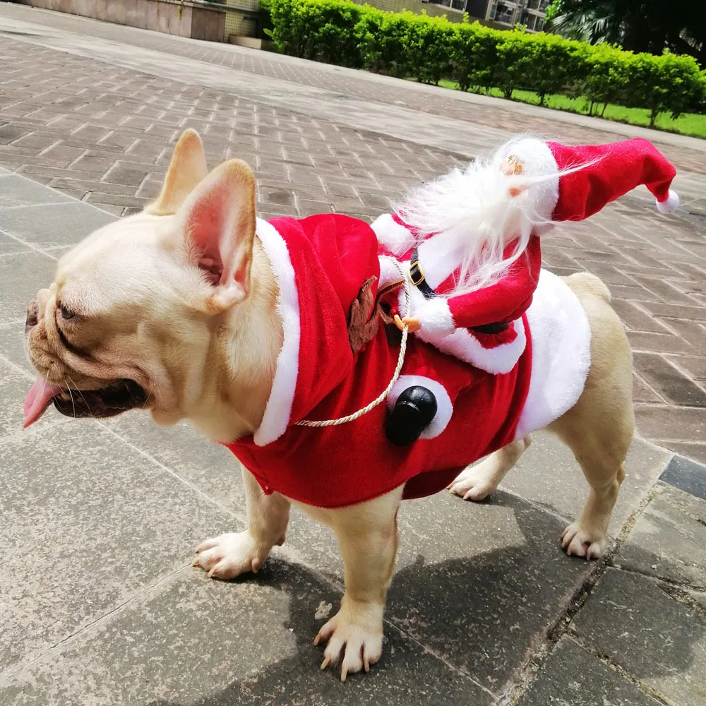 
Pet dog Christmas costumes Santa Claus riding costumes Christmas pet clothes riding deer pet Christmas supplies 