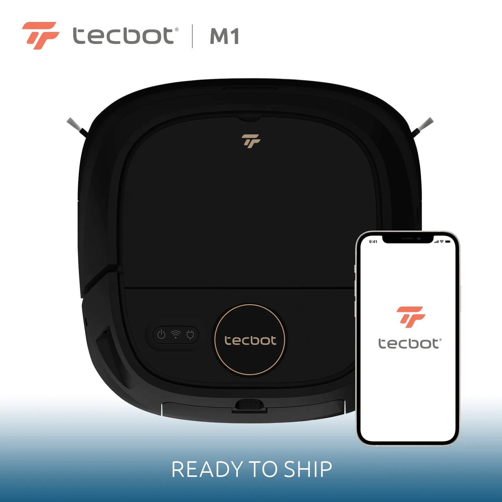 Tecbot M1 Roller-Mop Self-Rinse Sweep All In 1 WiFi Connected Smart Home APP Remote Control Sweeper Cleaner Robot Vacuum Cleaner