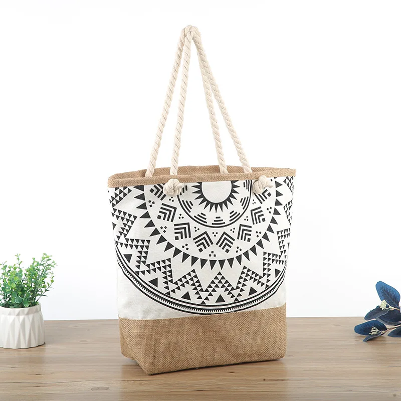 custom printed eco-friendly recycled blank cotton and hemp Ethnic Style Tote Bag