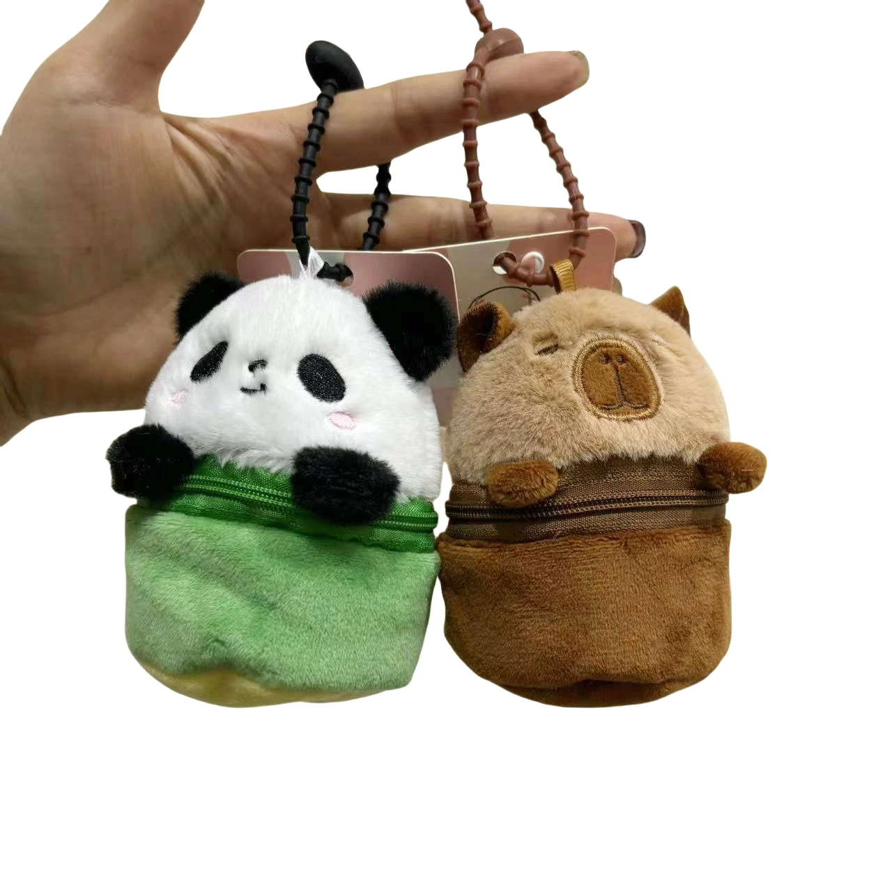 Plush Panda Capybara Mini Purse Keychain Wallet Capibala Cartoon Coirn Purse Headphone Bag Protective Carrying Case Storage Bag