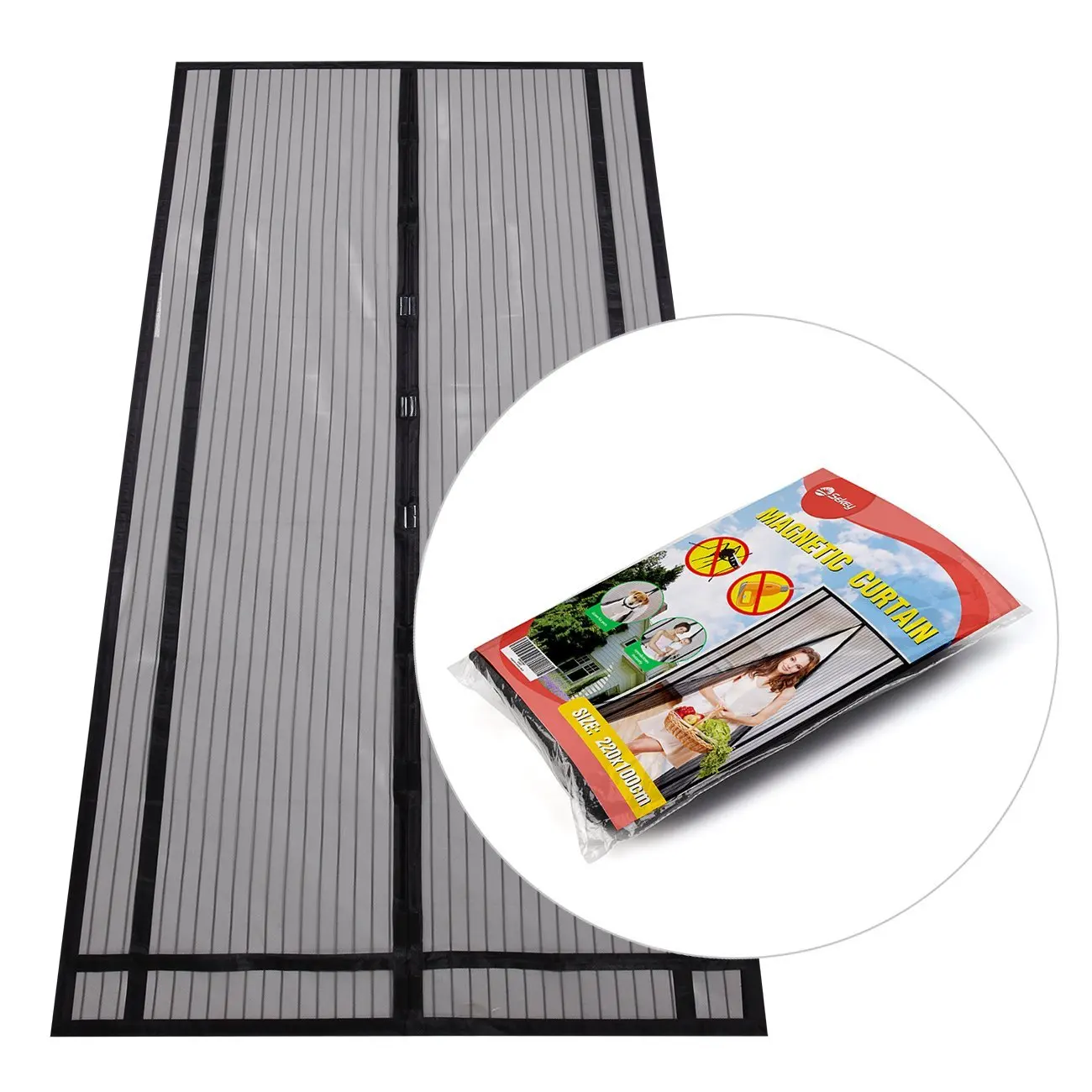 Heavy Duty Self Closing Door Curtain Pet Friendly Sliding Door Screen Fiberglass Magnetic Door Screen Mesh