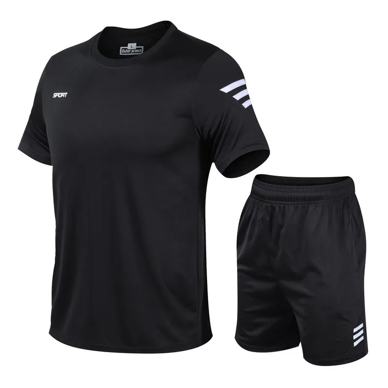 HG New Arrival Men Summer Clothing Set Sports Training Short Sleeve Shirt And Short Twin Set