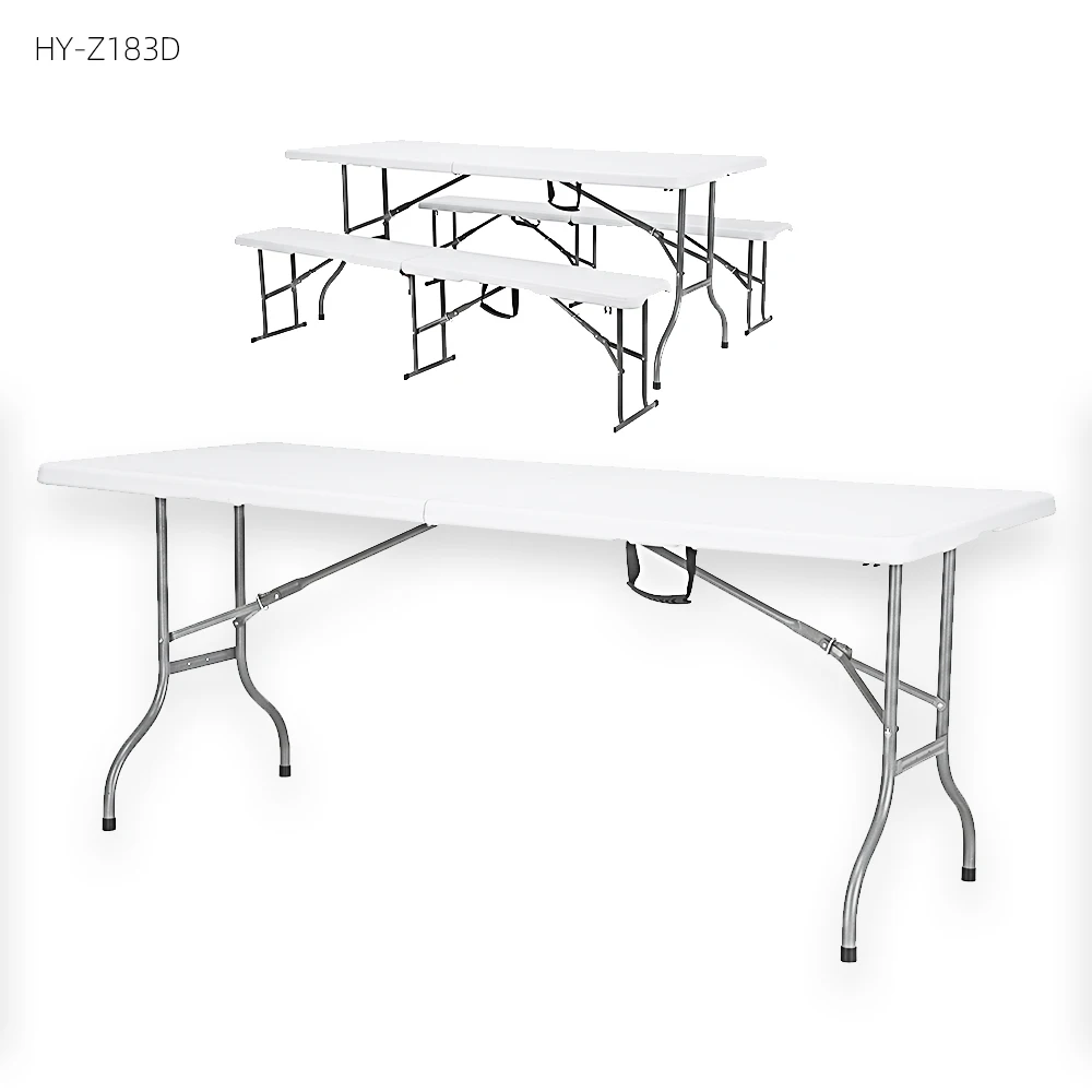 4 6 8 12 chairs children plastic foldable fold aluminum dining table set  with foldable chair party