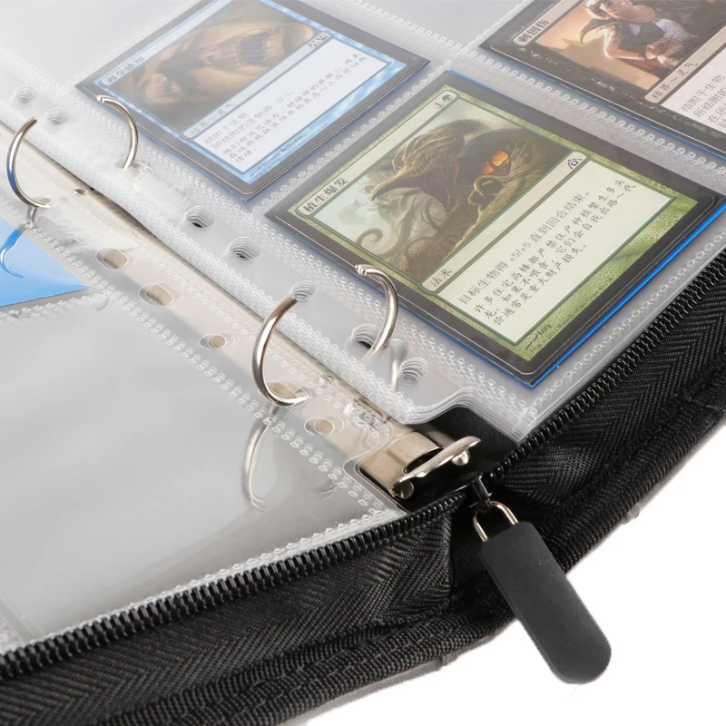 Pu Leather Binder With Zipper Board Game Card Photo Album Custom 9-Pocket Photo Album Card