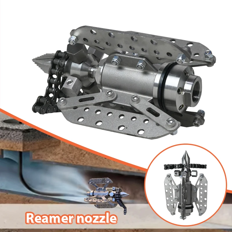 AMJET 21-40GPM 600-800mm Cross Jet Nozzle Super Chain Root Cutting Nozzles for Pipe Cleaning