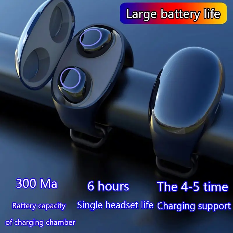 
2020 Hm50 Tws 5.0 Earbuds Mini In-Ear Waterproof Sport Headphone Wireless Blue Tooth Earphone Wiht Wrist Shape Charging Box 