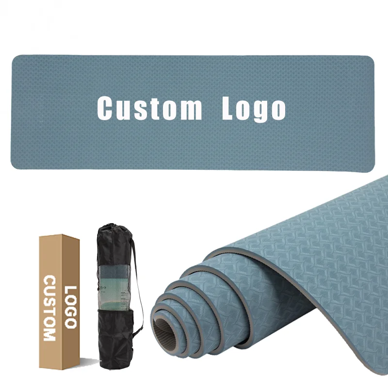 Оптовая продажа, экологически чистый индивидуальный дизайн, логотип, нескользящий ТПЭ профессиональный фитнес, высококачественный гимнастический коврик для йоги