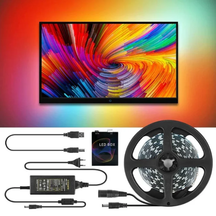 Black Background 60 RGB Ambi-box Kit 5V Sync PC Dream Screen USB WS2812 LED Strip TV Kit back light strip