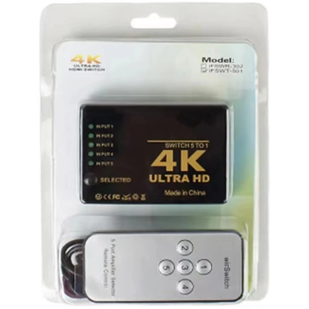5 Port Amplifier Selector Remote Control HD 1080P Laptop Monitor TV Projector Conversion 4K H DMI Switcher