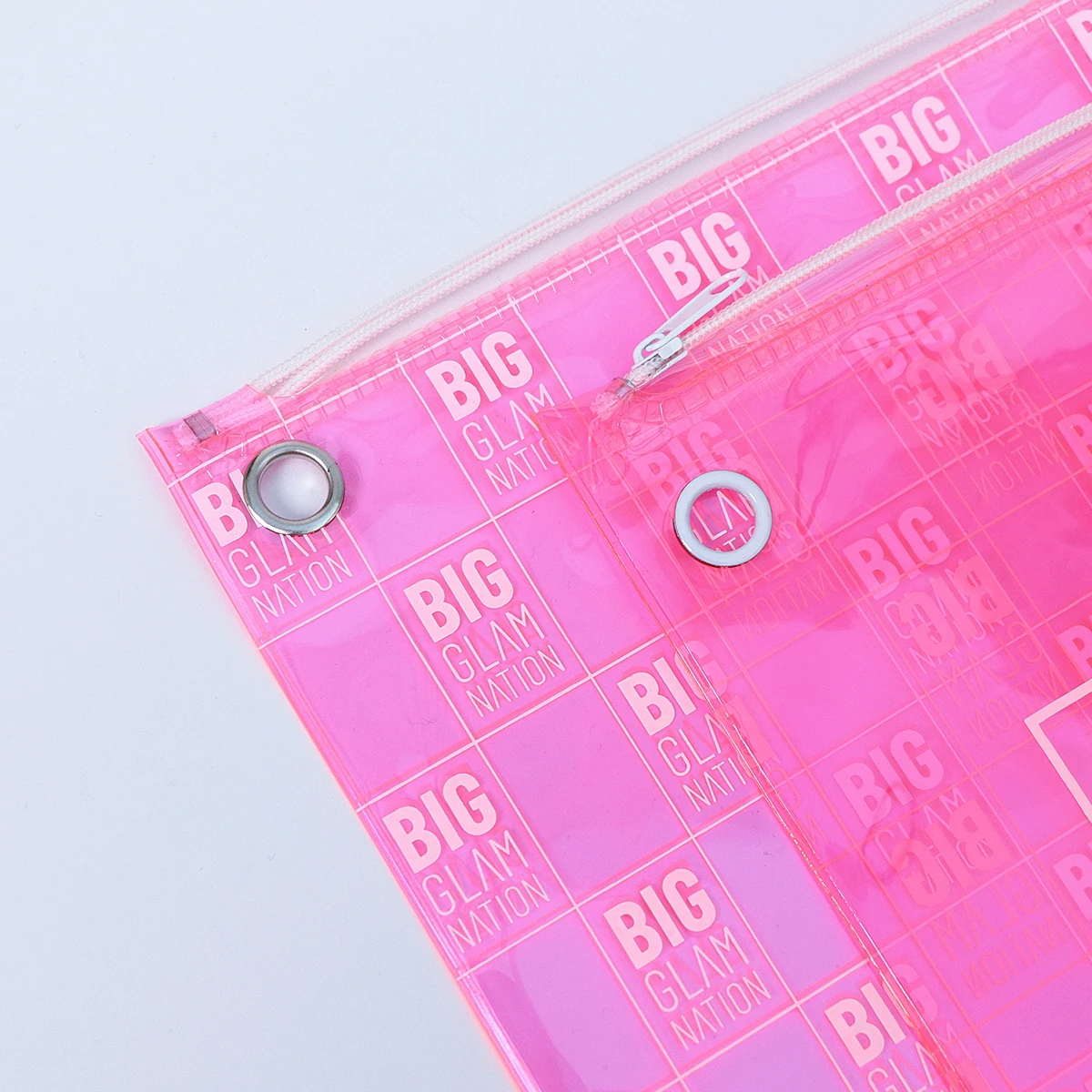 Wholesale Custom Logo Pink PVC Clear Zip Lock Pouches Flat Zipper Bag For Cosmetic/ Hair