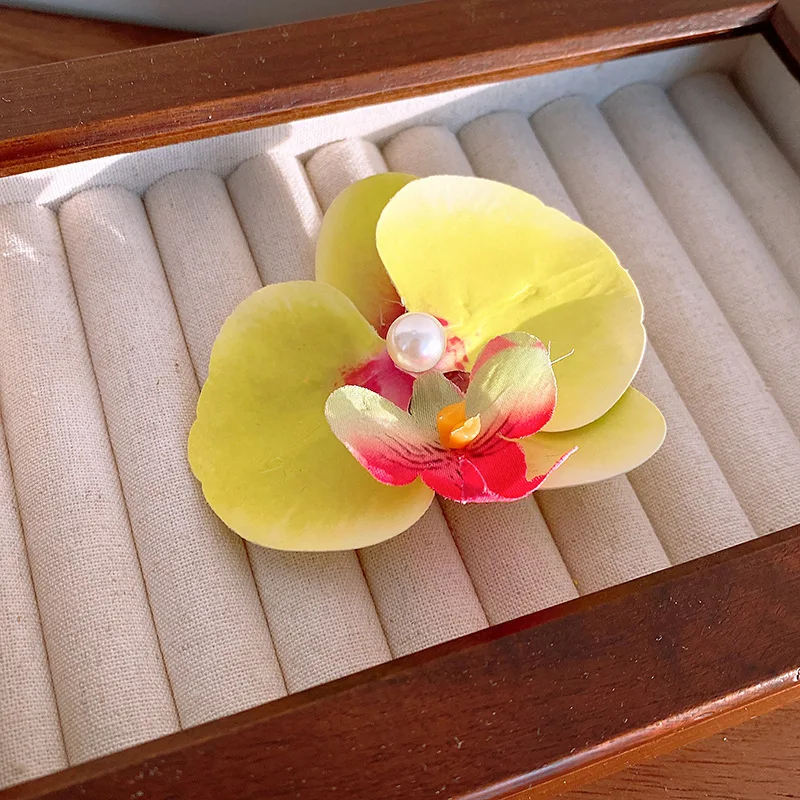 Phalaenopsis Flower Pearl Barrettes Sweet Fashion Side Clip Personality All-Match New Hair Pin Accessories