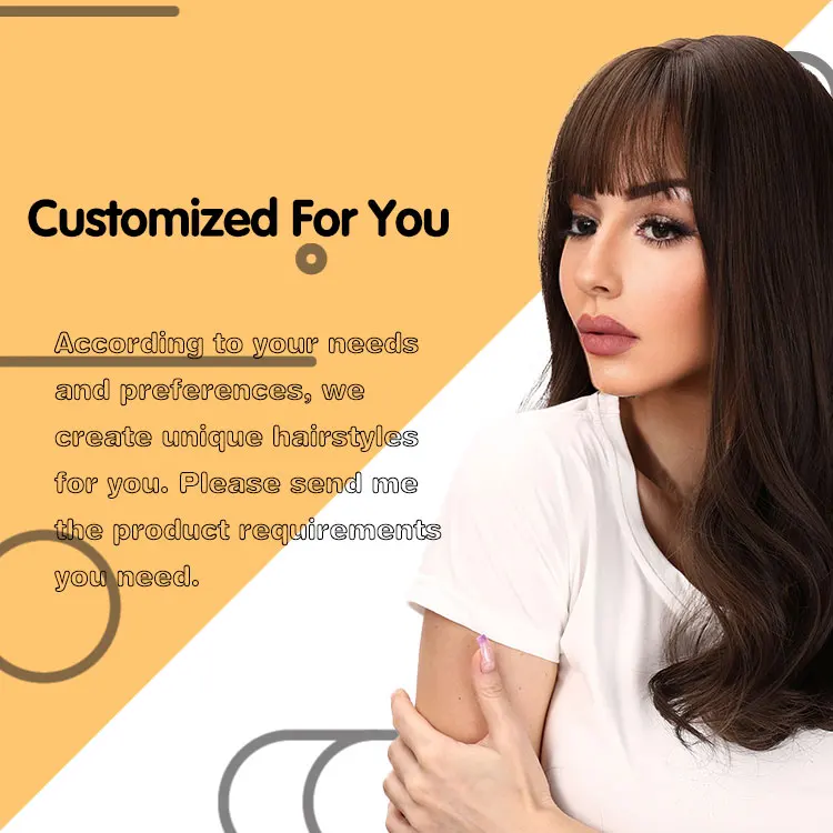 20 inch black brown synthetic wig bob wig with bang long brown wigs for women SM8012