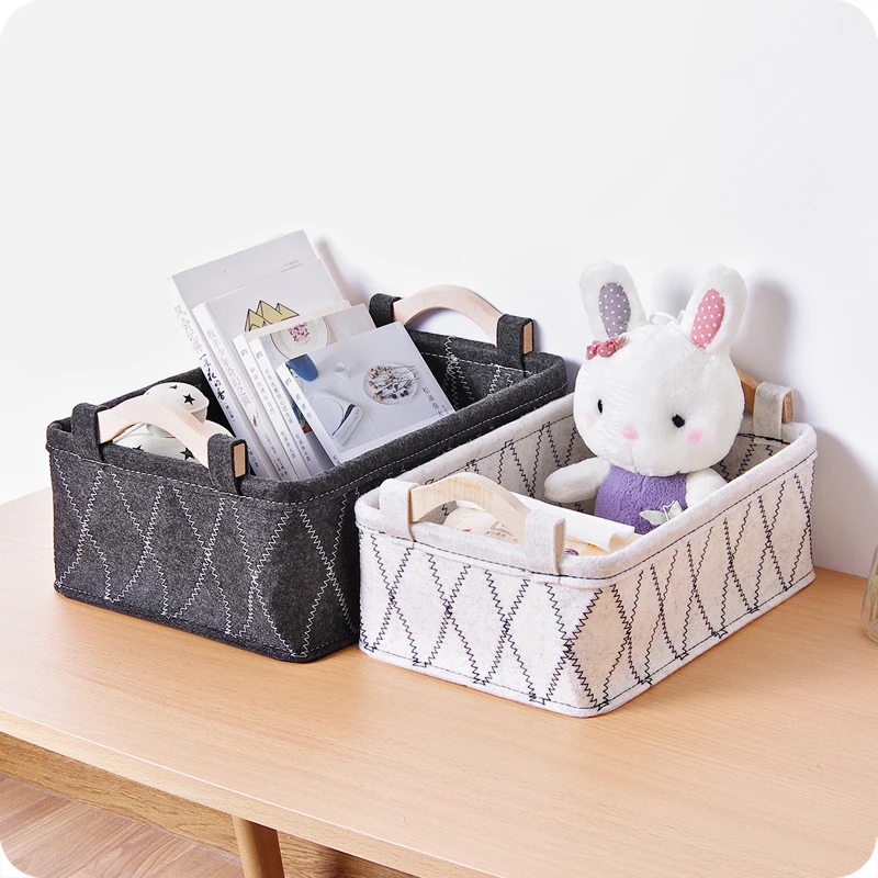 Felt storage baskets desktop storage box cosmetics sundries storage boxes