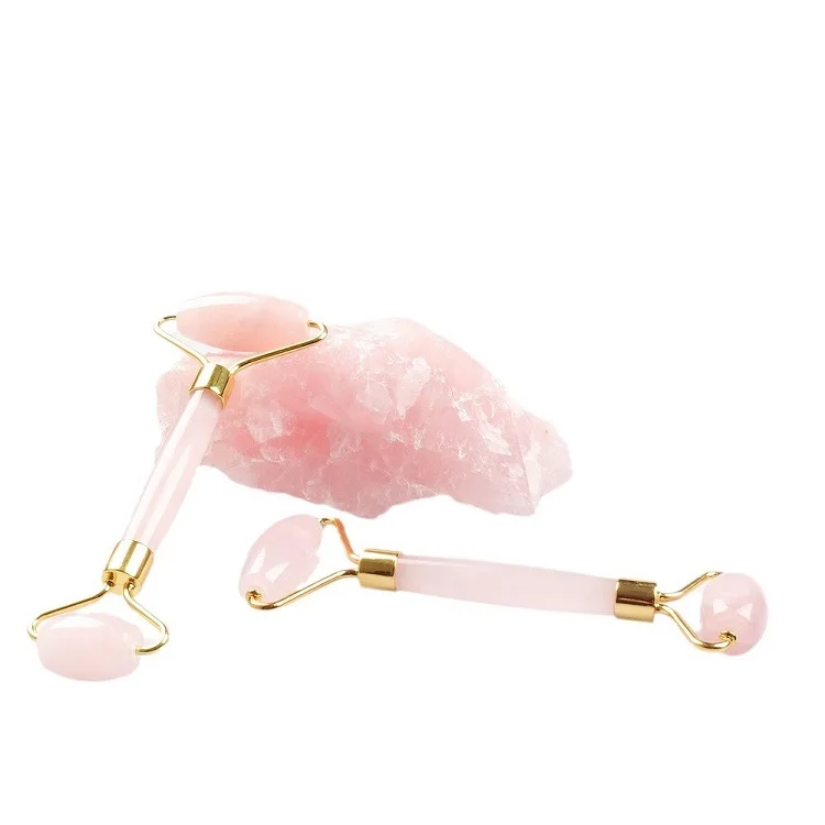 Hot Selling Anti Aging Therapy Nephrite Stone Beauty Massage Tools Pink Rose Quartz Natural Facial Massager Jade Roller for Face