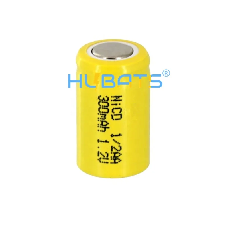 Hubats 1/2AA NiCD 300mAh 1.2V Flat top Rechargeable Battery Ni-Cd 1/2AA 1.2volt battery cells Nickel Cadmium Battery