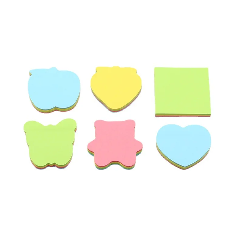 Custom print neon colo heart shape sticky note pad self stick post memo cute pads