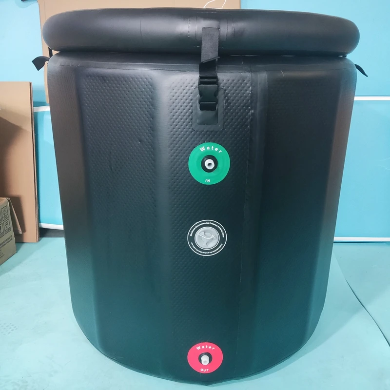 Inflatable drop stitch ice plunge portable ice bath tub with cooling system