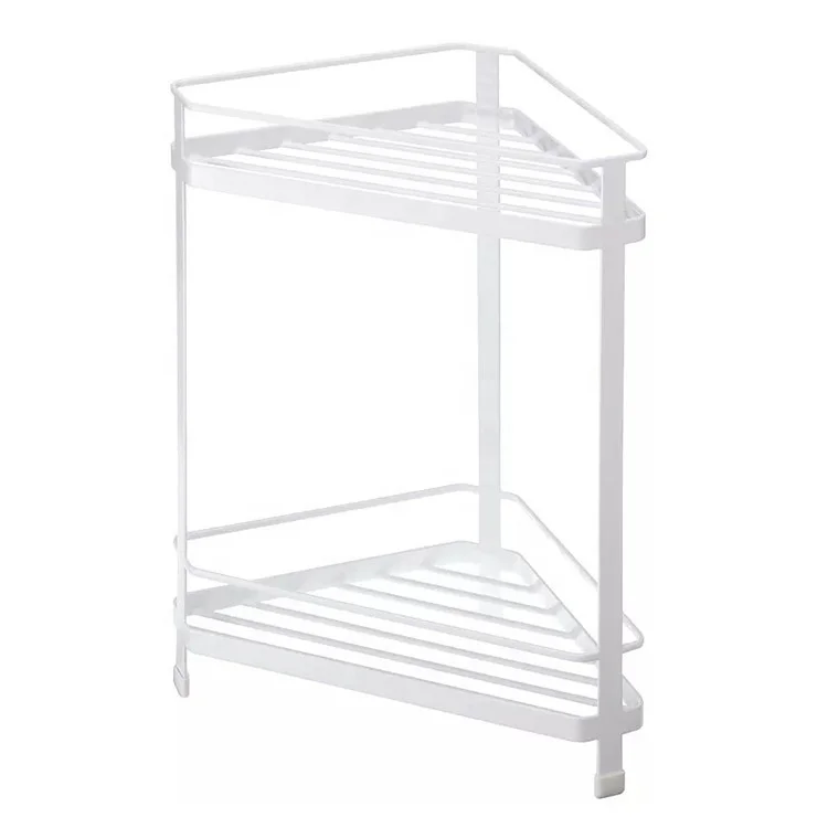 Hot sale cheap price 2 tiers iron standing type bathroom shelves bathroom corner shelf shower caddy shelf