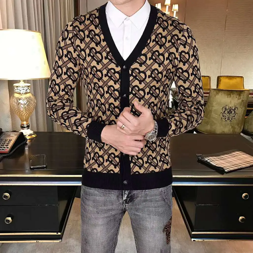 High Quality Winter Jacquard Custom Cashmere Wool Knit Men Sweater