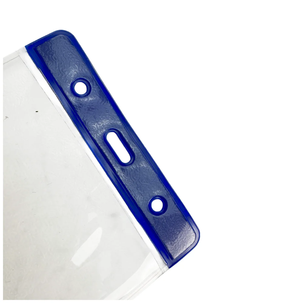 Bestom Horizontal Vinyl Badge Holder with Color Bar Top - Great for Color Coding Access and ID Card Holder