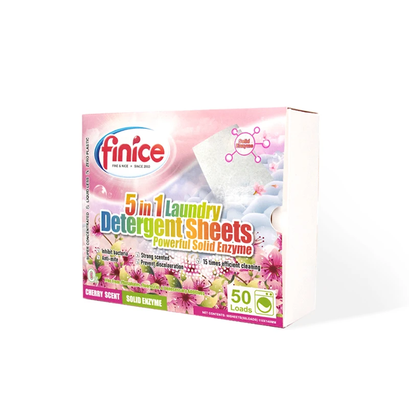 finice NEW style laundry strips cherry blossom Fragrance laundry detergent sheets with solid active anzyme