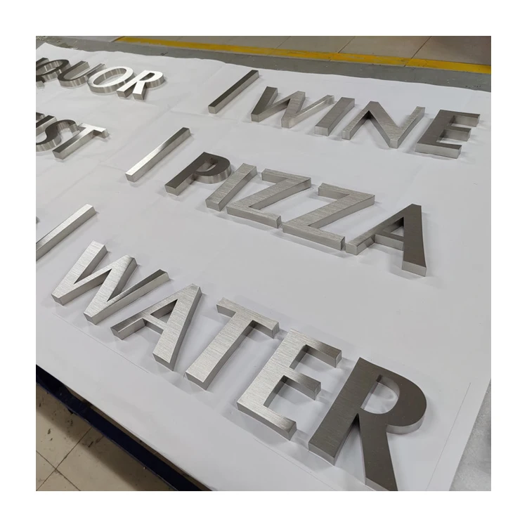 Stainless steel 3d signs brushed metal silver alphabet letters aluminium channel letter for salon shop signs (1600140706936)