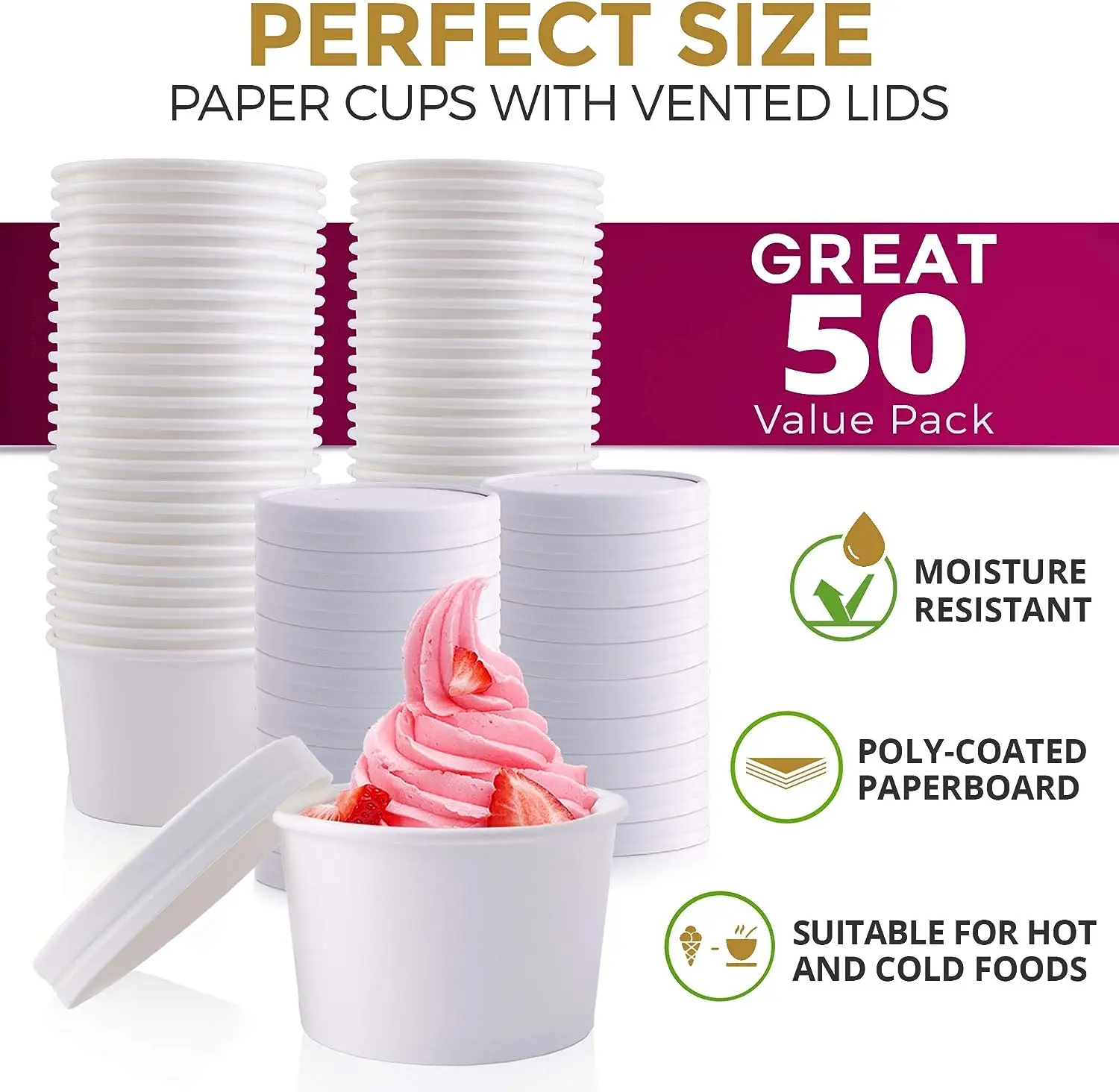 Logo Printed Manufacturer Customized Disposable Ice Cream Paper Food Cup Wholesale For Hot Soup