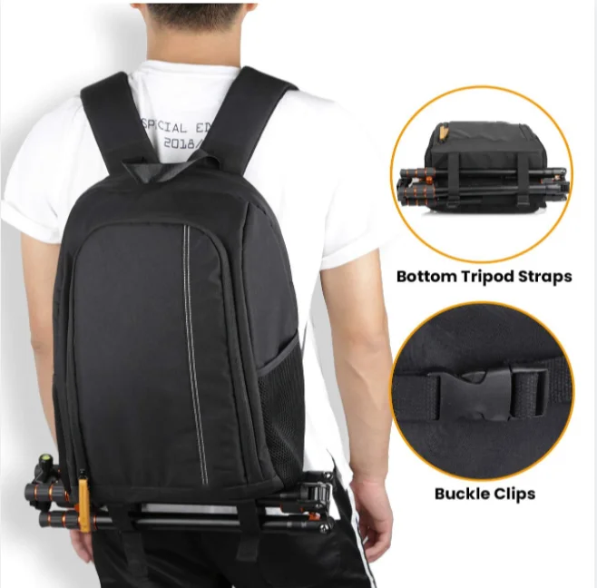 Camera Backpack Waterproof Camera Bag Large Capacity Camera Case Photography Backpack with 15in Laptop Compartment Rain Cover