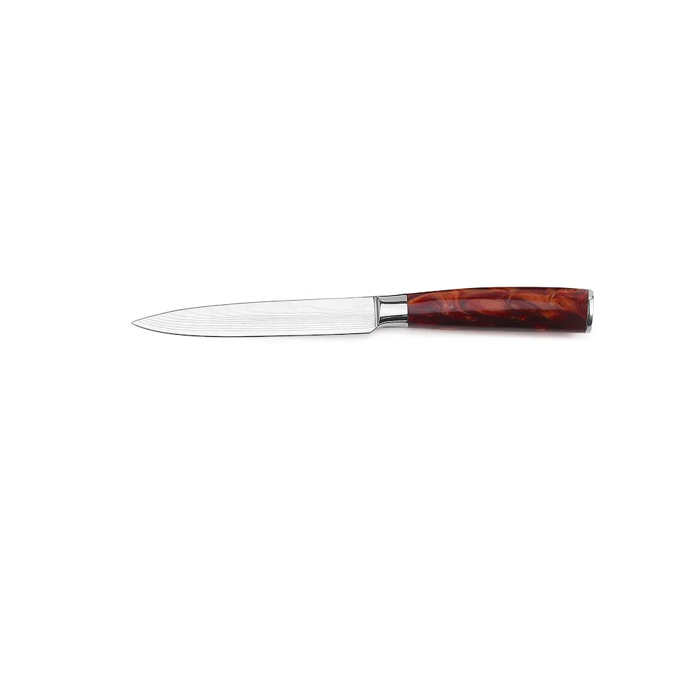 Laser damascus pattern blade  5 inch  utility knife kitchen knife for meat vegetable and fruit