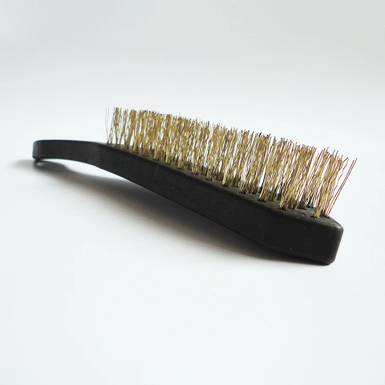 Cheap Plastic Handle Steel and Brass Plated Wire Brush