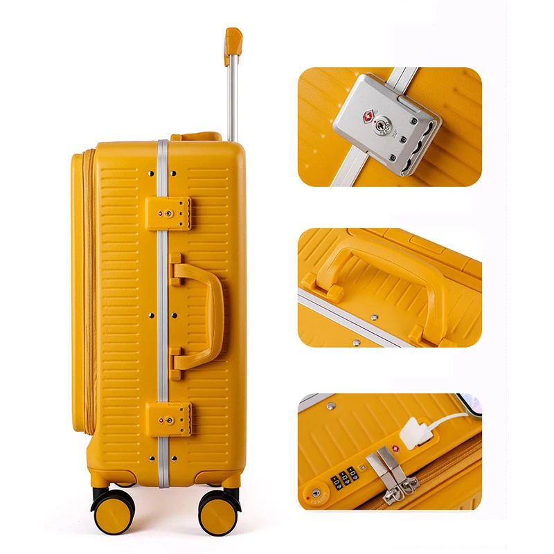 Aluminum Metal Suitcase Travel Trolley Luggage Bag Carry on Luggage
