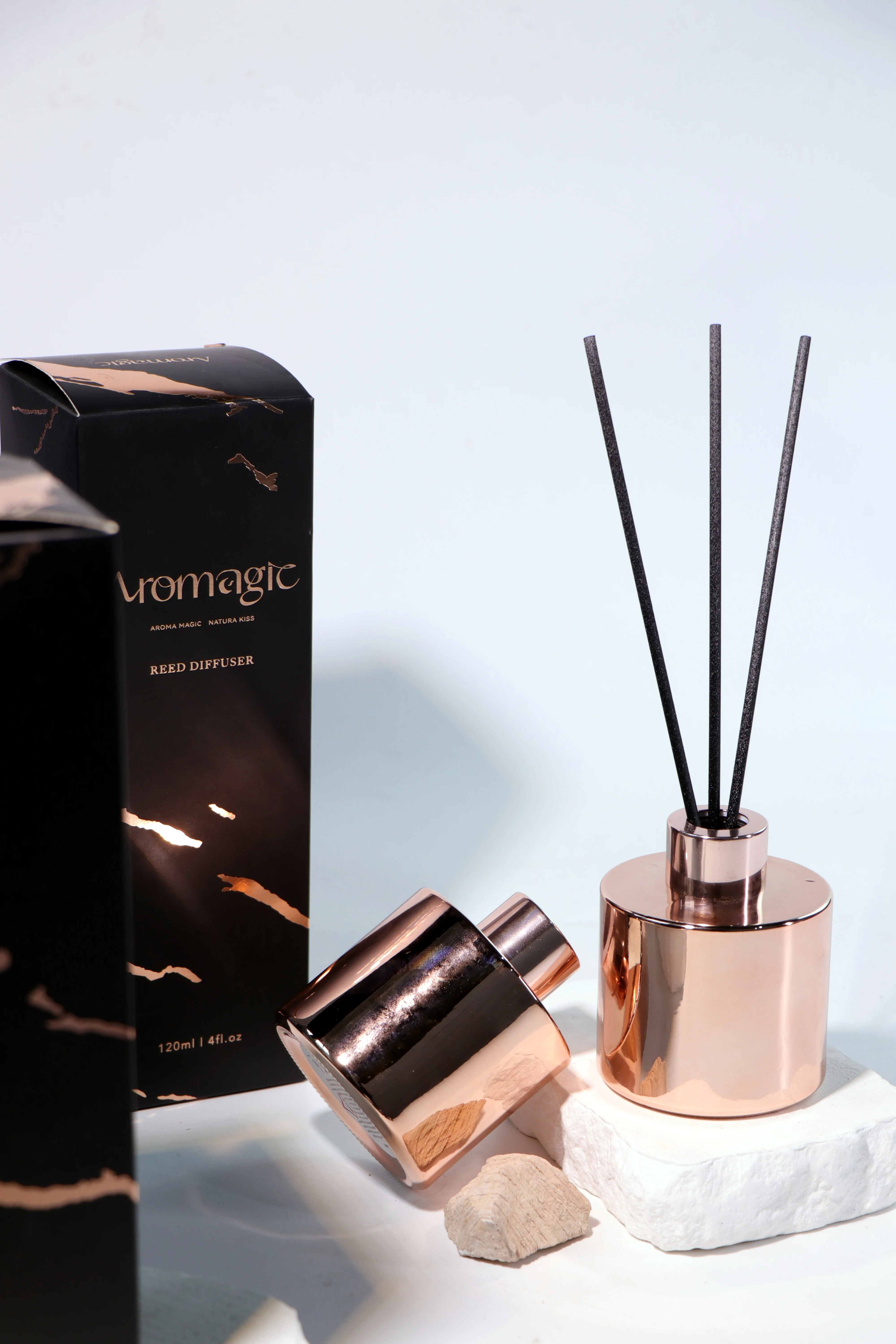 ENO wholesale  LOW MOQ luxury electroplating gold glass jar with customized package luxury home decoration Custom reed diffuser