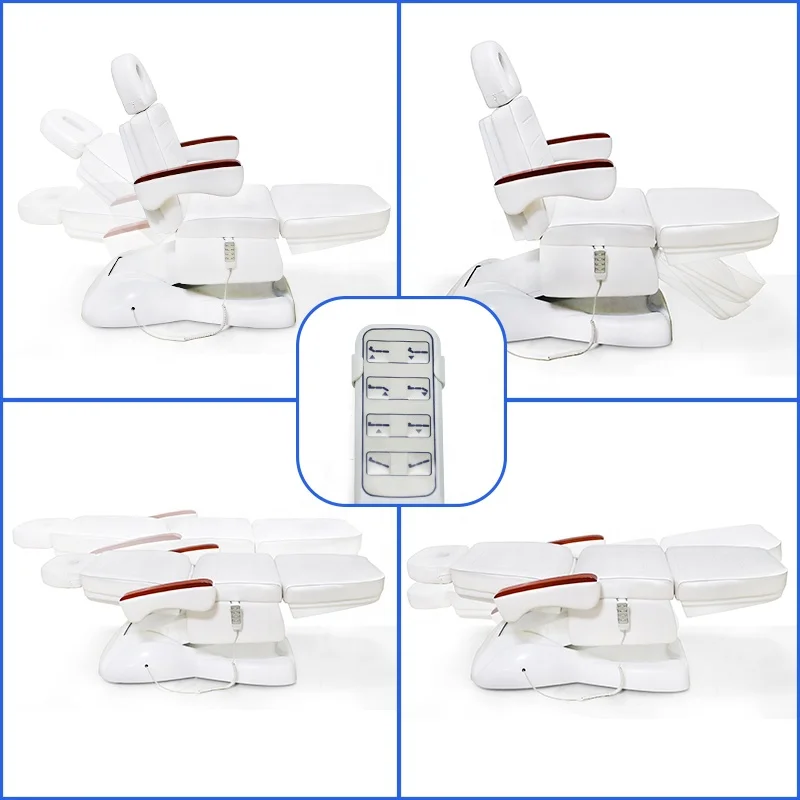 Electric Spa Facial Lash Tattoo Aesthetic Bed Wooden Armrest Massage Treatment Chair 3/4 Motor White Beauty Bed