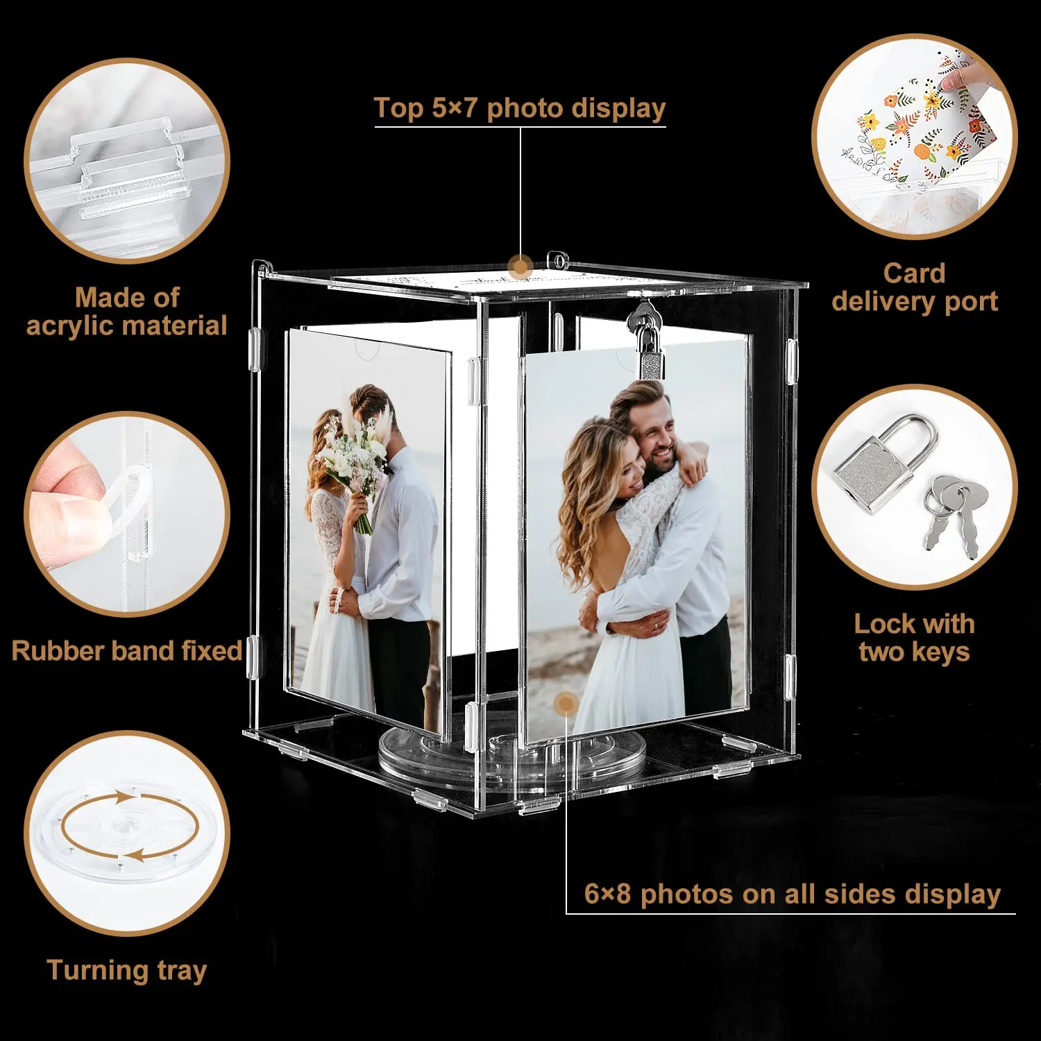 Acrylic Wedding Card Box with Sign, Clear Acrylic Wishing Well Wedding Card Box With Slot Wedding Reception Anniversary