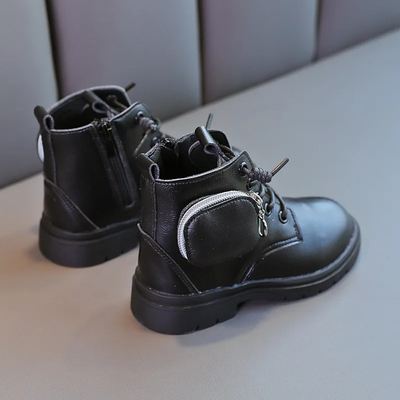 Модная детская повседневная обувь, милые однотонные детские ботинки, мини ботинки с сумкой