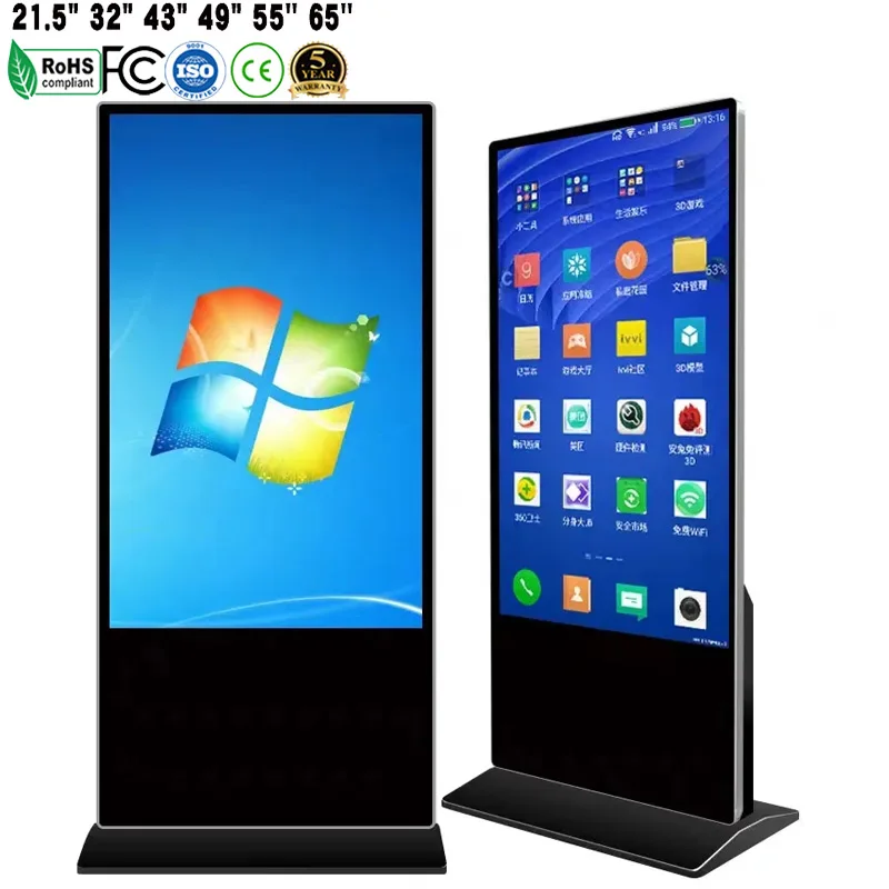 Floor Standing LCD TV Video Player Touch Screen Interactive Kiosk Vertical Digital Signage Totem Advertising Display
