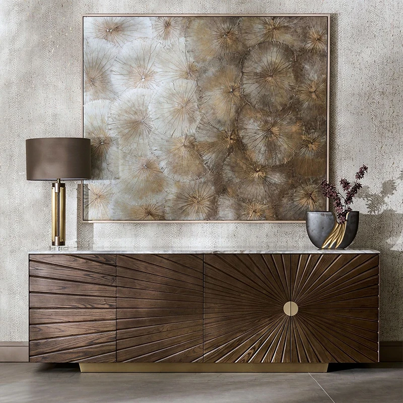 Modern Luxury Sideboard Furniture Modern Storage Buffet Cabinet Wood Marble Display Cabinets