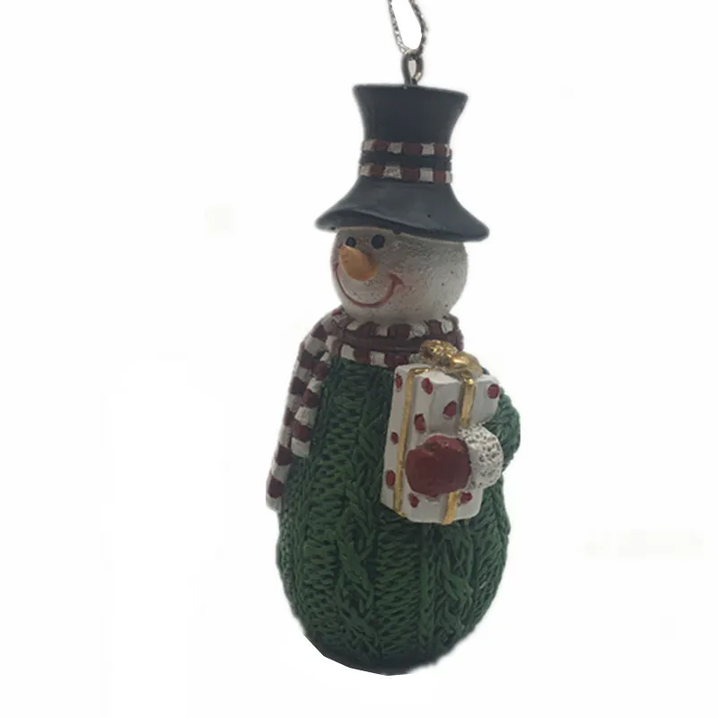 
Christmas Decoration Green Wool Scarf Hanging Snowman Statue Decorative Ornament Sculpture 