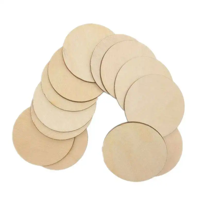 Eco-freindly Natural Round Blank Wood Discs Circle Wood Cutouts For Craft Supplies