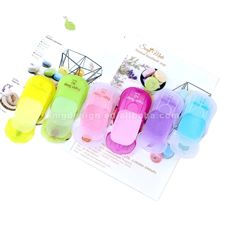 50Sheets Washing Paper Soap Custom Label Disposable Travel Portable Plant Extract Fragrance Water Paper Hand Soap Carton package