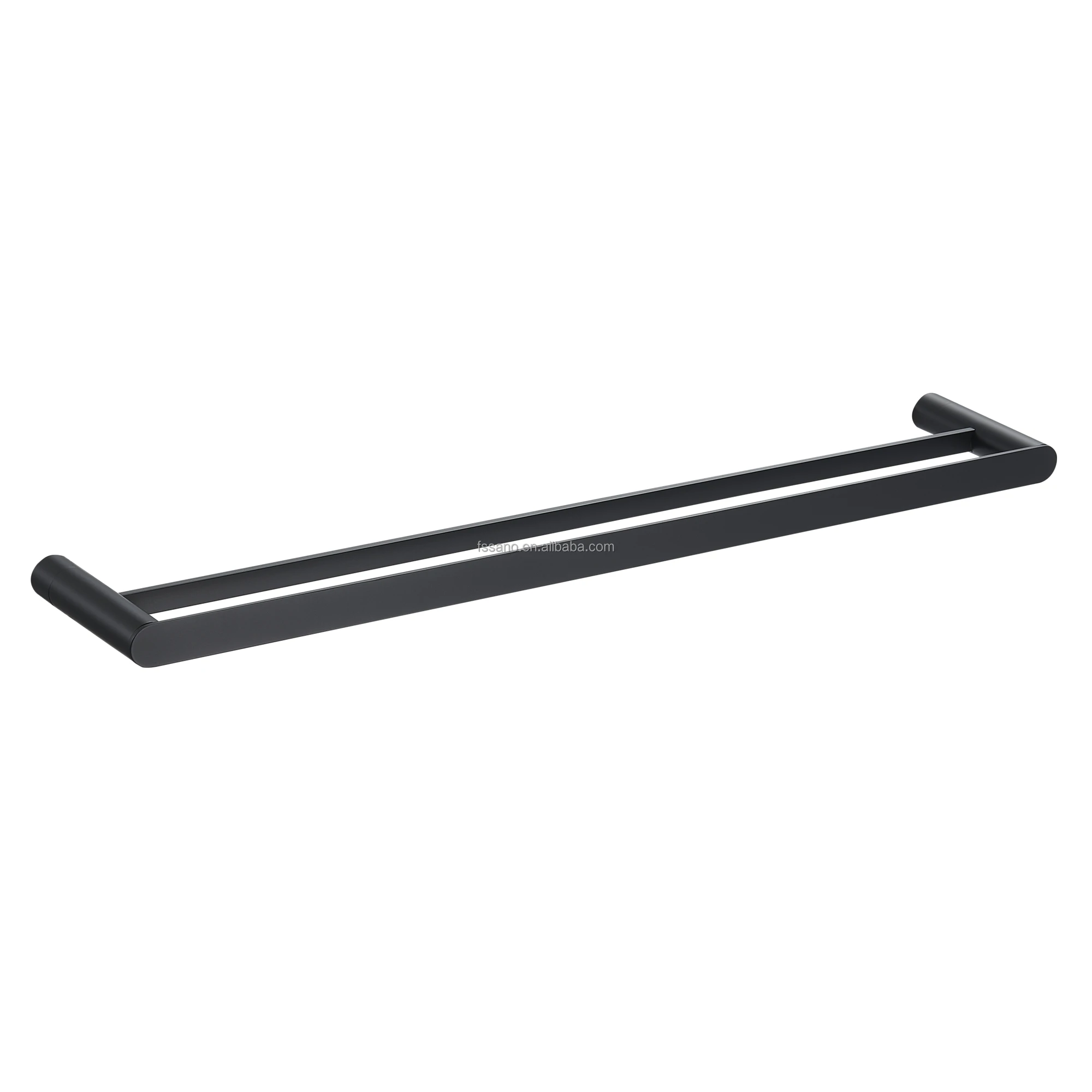 High quality black color double stainless  steel  towel bar shelf wall mounted set screw bathroom hardwares towel rail