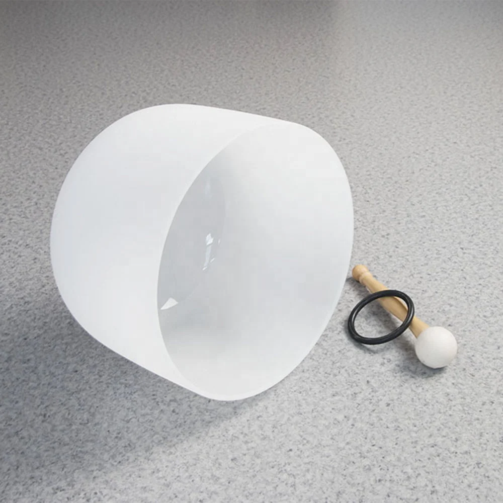 Immense Resonating Capacity 8 Inch  White Frosted Crystal Set Of 7 Singing Sound Bowls