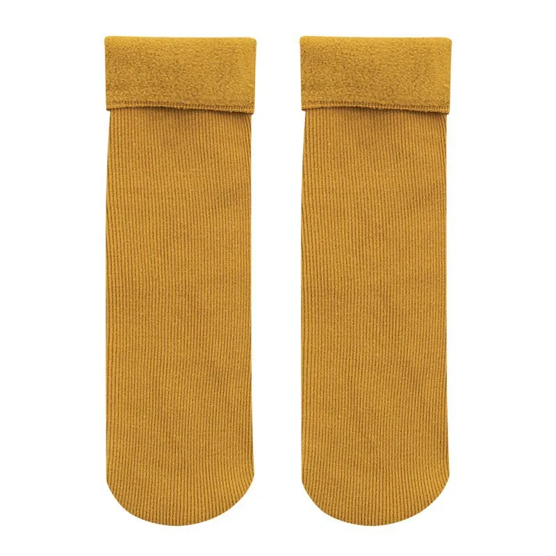 2023 new winter hot-selling men plush thick Thickened velvet warm solid color mid-calf socks snow socks
