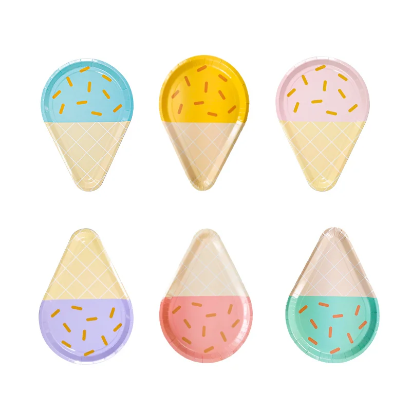 Partybus Optional Ice Cream Shape Paper Plate/ Cup/ Napkin Disposable Party Tableware Set
