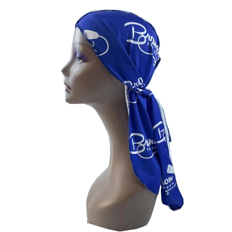 Unisex Men Silk Durag Custom Print Soft Bandana Turban Hair Accessories Hip Hop Long Tail Straps Paisley Do Doo Silky Durags
