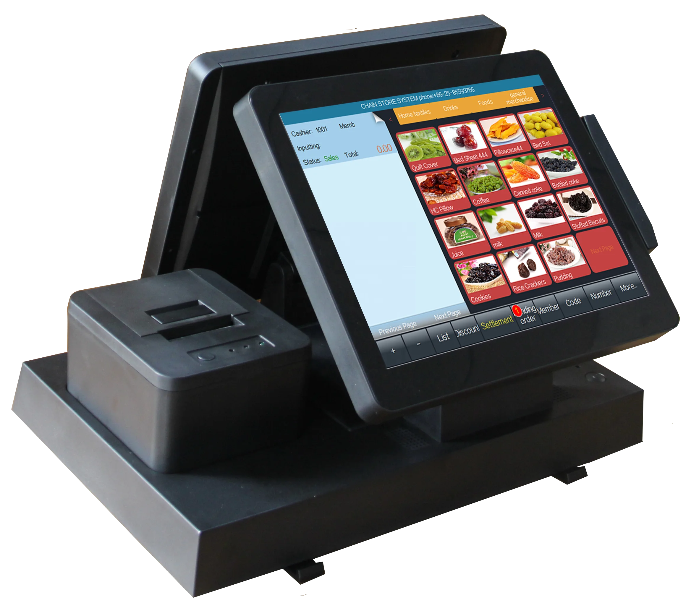 All-In-One 14 Inch Win/Android POS Kiosk Capacitive/Resistive Touch Display with Built-in Printer SDK Function