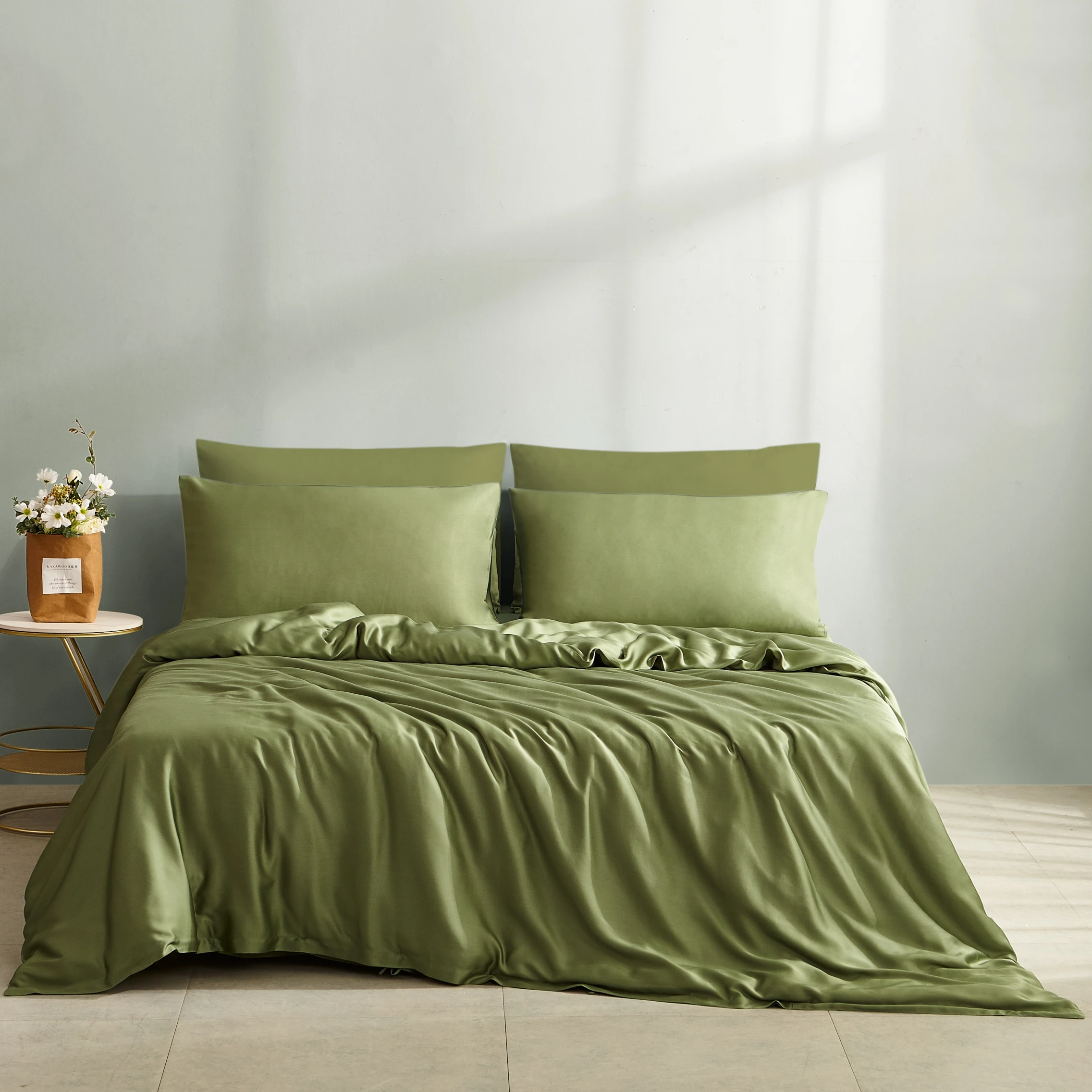 100% Bamboo Fabric Soft Bedsheet Fitted Bed Sheet Hotel Bedding Set 4 Pcs