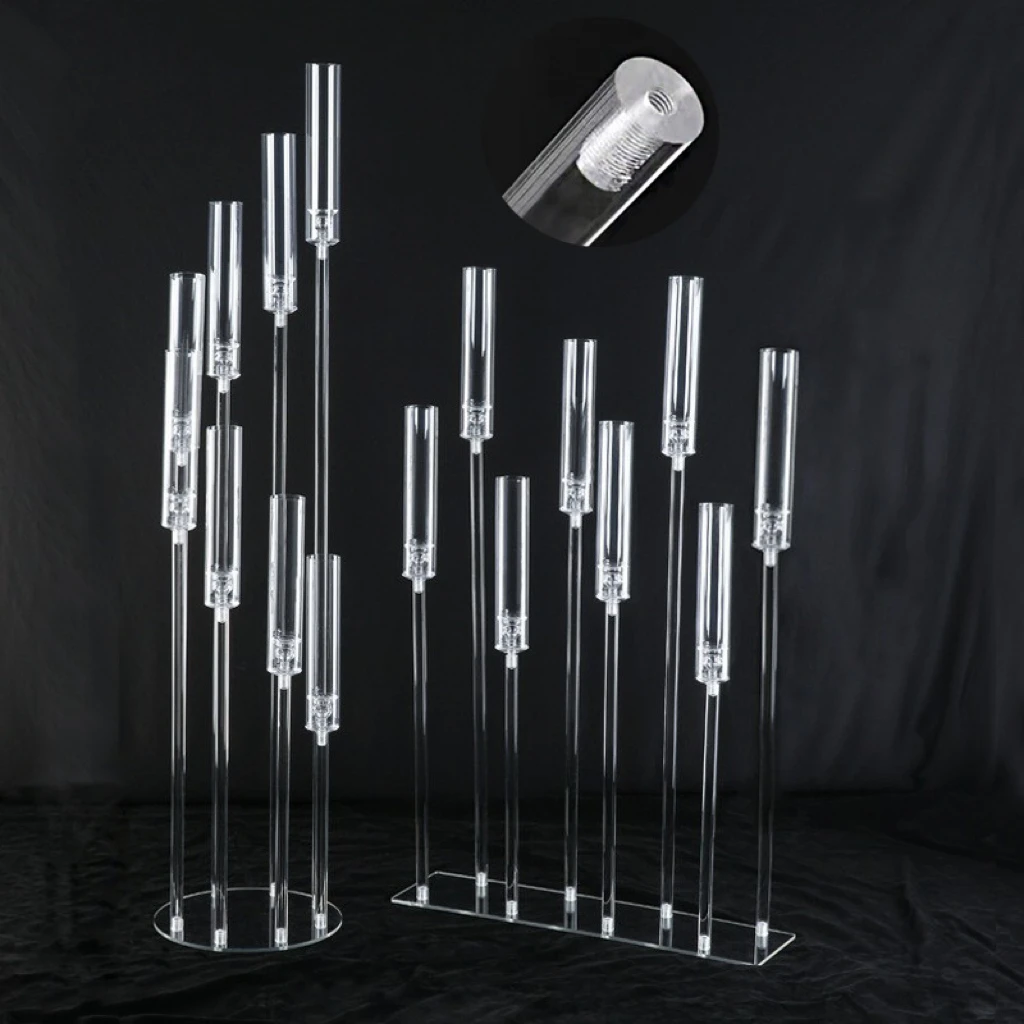 Acrylic Wedding Candle Holder Events Party Supplies Tall Wedding Candlestick Stand For Wedding Centerpieces Table Decoration