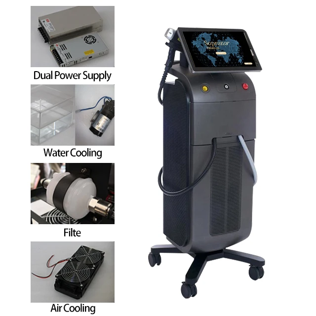 Лучшая модель 2022 года, титановый диодный лазер Almasop Ice с 3 длинами волны, 755, 808, 1064, сверхэффективная машина для удаления волос, 1600 Вт, для продажи